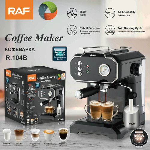 Cafetera Automática De Espresso 1.8l 6 Tasas Con Espumador