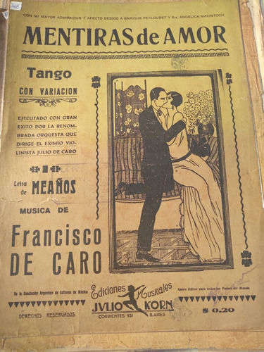 Partitura Tango Mentiras De Amor Francisco De Caro