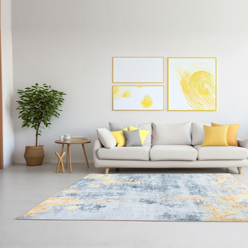 Tapete Sala Estilo Nórdico 200x160 Cm Suavidad Elegancia Ancho 160 Cm Color Amarillo Diseño De La Tela Ópalo Largo 200 Cm