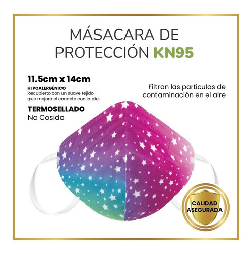 Imagen 6 de 7 de Cubrebocas Tapabocas Kn95 Infantil Estampado