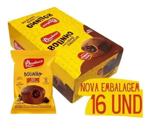 Bolinho Bauducco Duplo Chocolate 40g - Display C/16 Unidades