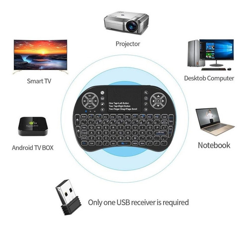 Mini Teclado Air Mouse Para Smart Luz Colores