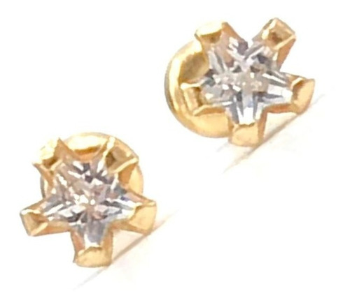 Aretes Estrellas Oro 10k Niña Bebé Broqueles 3 Mm