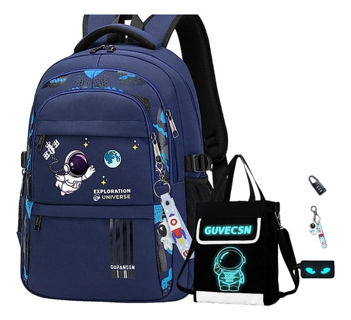 Set 5 Mochila Astronauta For Niños Y Adolescentes, Bolsa Escolar De Gran Capacidad For Niños, Primaria Y Mediaresistente Al Agualapicera Tote Lon