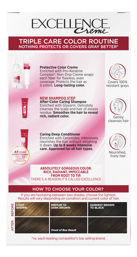 Tinte L'oreal Excellence Creme 5 Marrón Medio, Cobertura