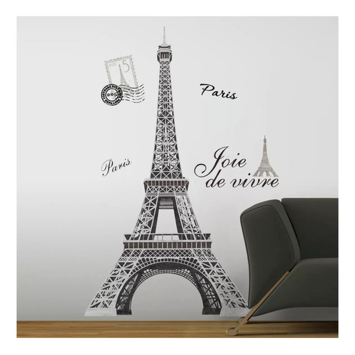 Vinilo Calcomanía Decorativa Pared Xl Torre Eiffel Roommates