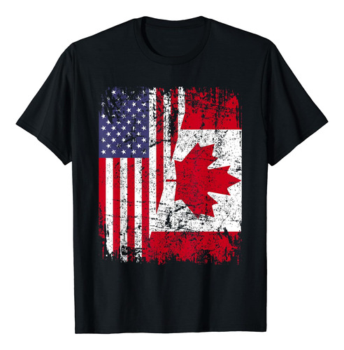 Raíces Canadienses | Bandera Media Americana | Polera Cana