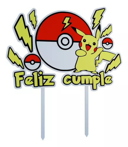 Topper Decoración Feliz Cumpleaños En 3d - Pikachu Pokemón