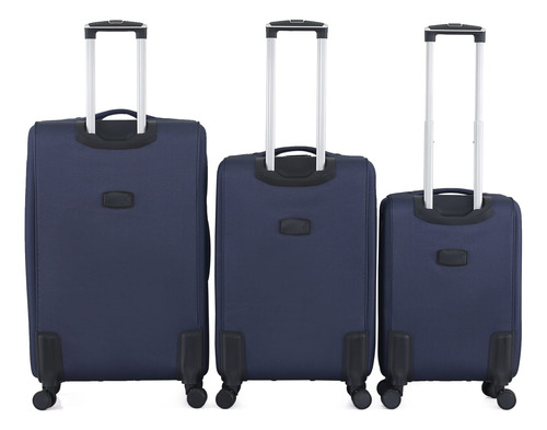 Set De 3 Maletas Ocsport, Semirigida De Tela Resistente Azul Oscuro Set De 3 Maletas Marca Ocsport Semi Rigidas De Tela Resistente Oct24006