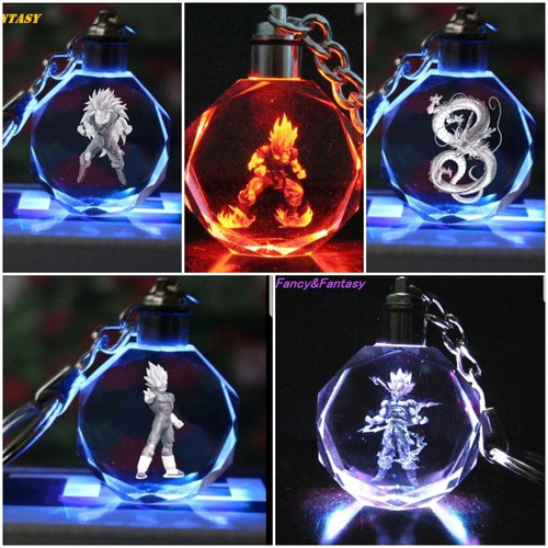 Llavero Goku Fase 3 Dragon Ball Z Super Luz Led De Cristal