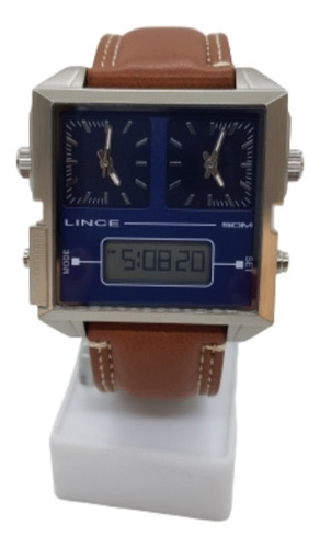 Relógio Quadrado Masculino Lince Pulseira De Couro
