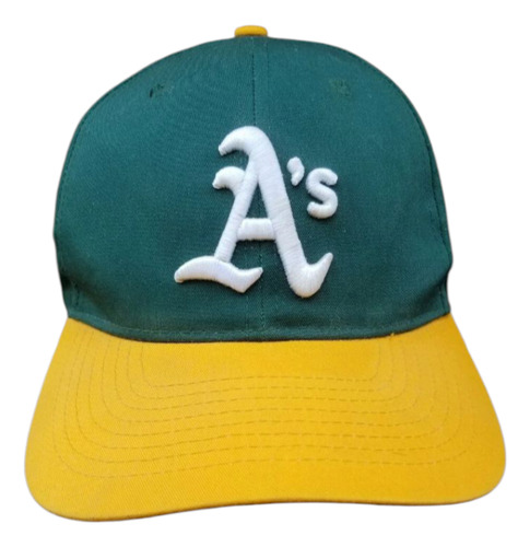 Oc Sports - Gorra Oakland A's Mlb Vintage Beisbol Juvenil. Verde-amarillo Juvenil 8-12 Años Ajustable Logo Bordado Oakland (Usado)