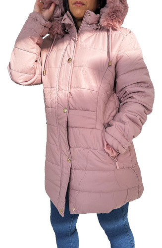 Campera Parka Mujer Larga Con Capucha Piel Abrigo Moda Dama