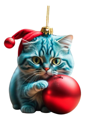 3 Decoración Navideña De Gato, Figura De Gato 2023, Estilo