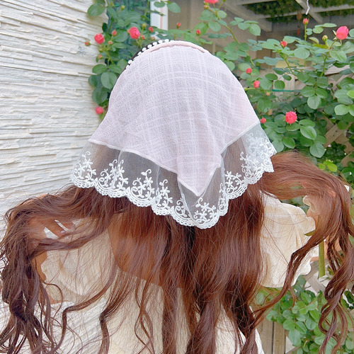 Diadema Retro Con Forma De Triángulo Y Encaje Floral Para Mu