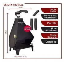 Comprar Estufa Frontal Leña Chapa 18 70x137cm Kit De Caños Incluido
