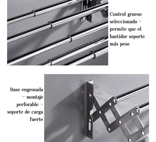 Tendedero De Pared Plegable En Inoxidable Retractil Facil Acero