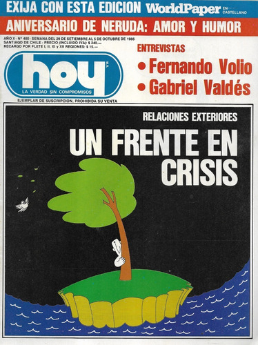 Revista Hoy N° 480 / 29 Septiembre A 5 Octubre 1986 / Frente