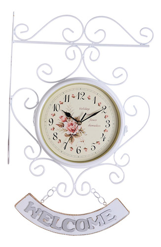 Reloj De Pared De Doble Cara De Estilo Retro, Reloj Blanco