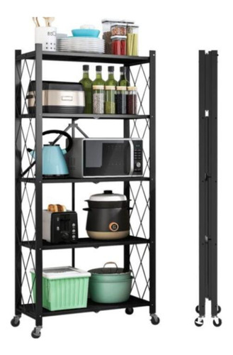 Estante Plegable Con Ruedas Multiuso Almacén Acero 5 Niveles