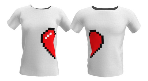 Playera De Parejas Medio Corazón De Pixel Feb-010