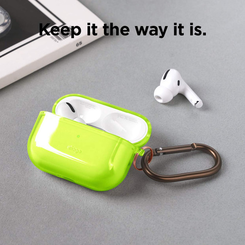 Funda Para AirPods Pro De Tpu Con Gancho Color Amarillo Neon