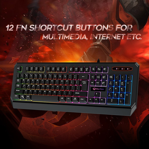 Teclado Gamer Meetion Negro Silencioso Ergonomico Rgb Negro Español