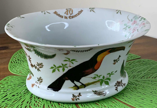 Vaso Cachepot Rustico Porcelana Bodas De Esmeralda 40 Anos