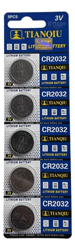 Pack 5 Pilas Boton Cr 2032 3v Control Alarma Reloj Balanza