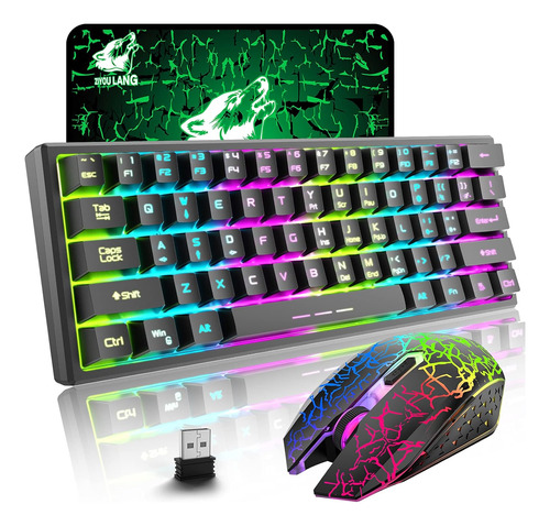 T61 Combo De Teclado Y Mouse Inalámbricos Para Juegos Con Re