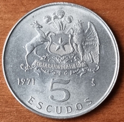 Moneda 5 Escudos Chile 1971 Cuproníquel