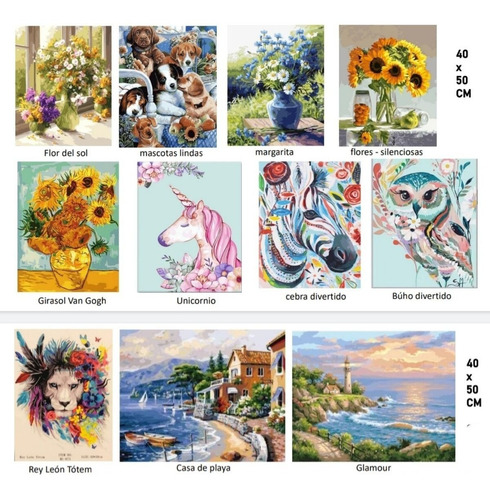 Imagen 4 de 9 de Paint By Number Kit Completo Pintura Al Oleo Unicornio