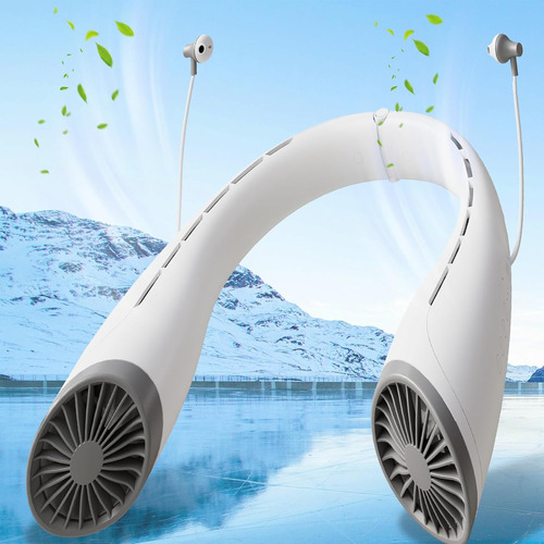 Ventilador De Cuello Con Auriculares Bluetooth, Ventilador P