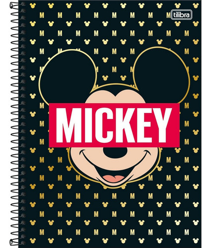 Caderno Universitário 10 Matérias Mickey Preto -tilibra