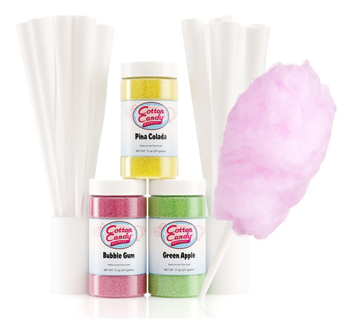 Cotton Candy Express Floss Sugar Plus Conos Con 3 Frascos D.