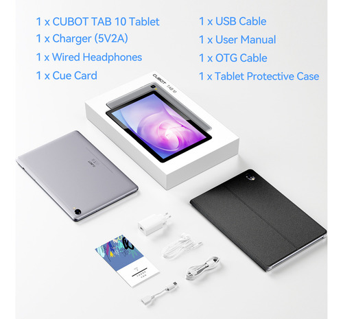 Cubot Tablet Tab 10 Ram 4 Gb 64 Gb 10,1 Android Gris Niños