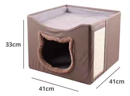 Rascador Cama Casa Igloo Gatos Mascotas Cuerina Plegable Marrón