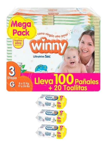 Winny Etapa 3 X 100 Unid + 300 Pañit - Unidad a $98