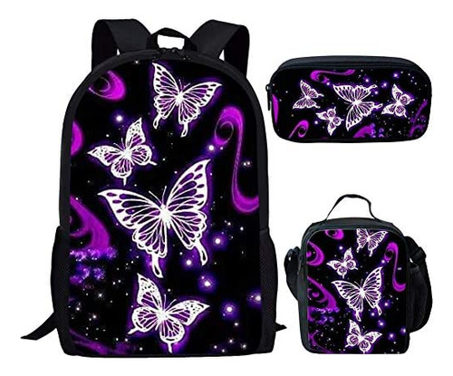 Smileygirl Butterfly Girls Set 3 Mochilas Y Bolsas De Almuer