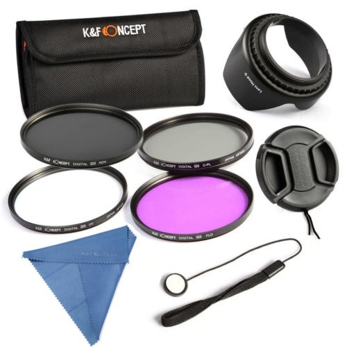 Kit De Filtro De Lente De 58mm Uv Nd4 Cpl Fld + Campana Bols