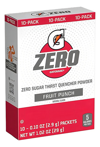 Gatorade G Zero Isotônico Pó Energia C/10 - Fruit Punch