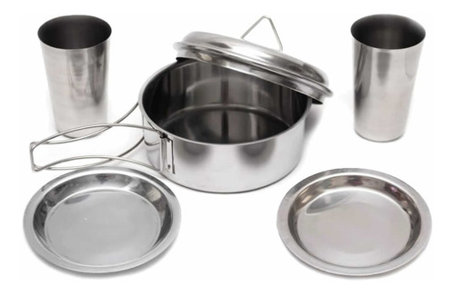 Marmita Acero Inoxidable Set 2 P 680g Olla Baja Plato Vaso