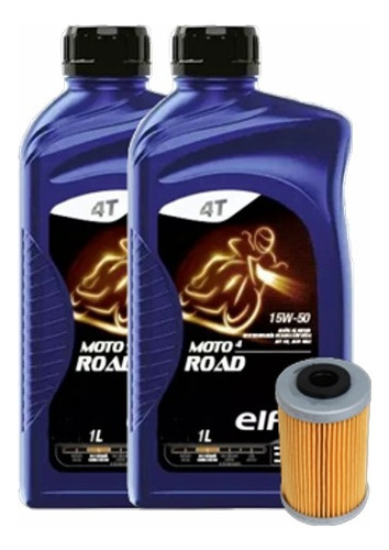 Kit Service Honda / Yamaha / Bajaj Filtro Aceite + Elf 15w50