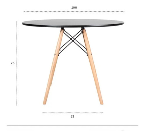 Conjunto Mesa Eiffel 100cm Mdf Tx 04 Cadeiras Leda Saarinen