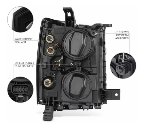 Par Faros Lupa Chevrolet Cheyenne Silverado 2014 2015 Negros