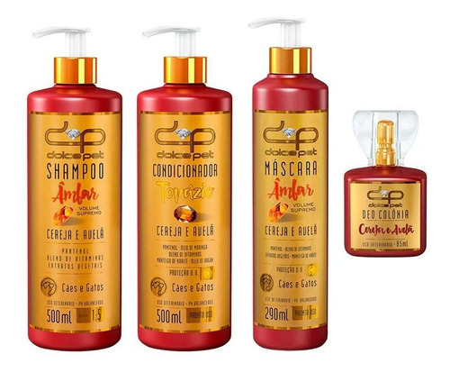 Kit Dolce Pet Shampoo Volume + Cond. + Máscara + Colonia