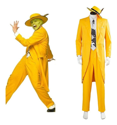 La Máscara Jim Carrey Traje De Cosplay Amarillo Para Hombre