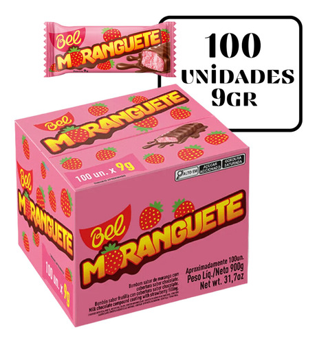 Bombom Chocolate Moranguete 9g C/100 Bel