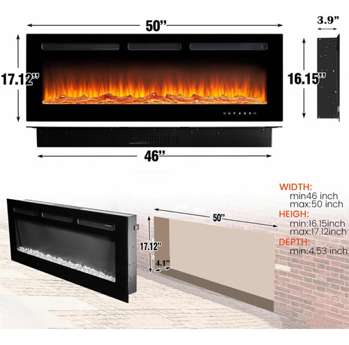 Chimenea Eléctrica Decorativa De Troncos Y Cristales 50 PuLG