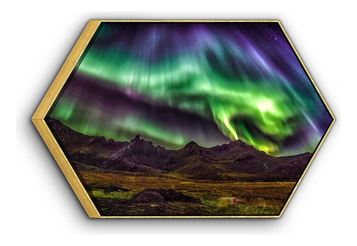Cuadro Enmarcado Hexagonal Aurora Boreal 60x90cm